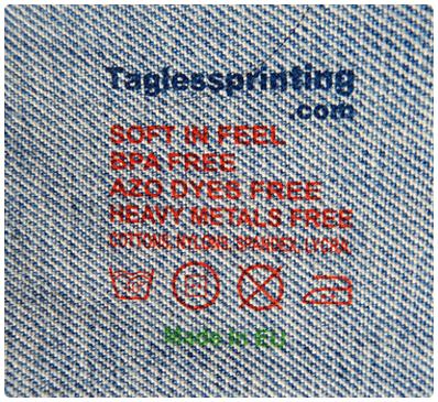 3 color tampon printing on Denim for branding