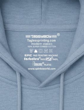 tagless printing on cotton hoodie